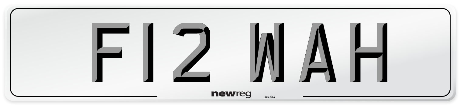 F12 WAH Number Plate from New Reg